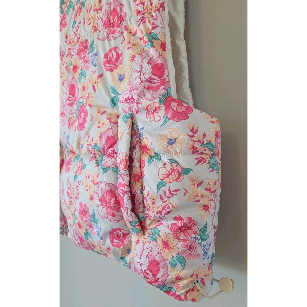 Simply Southern Puffer Vest Pink Floral Preppy Crop Womens Size Large - Picture 4 of 11